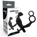 ADDICTED TOYS - ANAL PLUG WITH DOUBLE PENIS RING AND TESTICLES BLACK