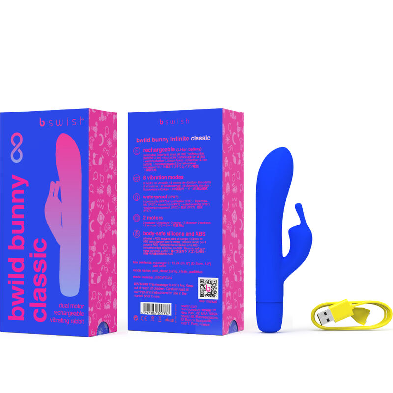 B SWISH - VIBRATOR REÎNCĂRCABIL BWILD BUNNY INFINITE CLASSIC, SILICON ALBASTRU